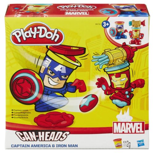 PLAY DOH CAN HEADS MARVEL CAPTAIN AMERICA+IRON MAN